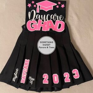 2026 Daycare Grad Black Skirt with Pink Accents